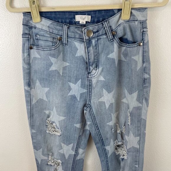 Easel Star Print Distressed Denim Jeans Size Small - Picture 3 of 9